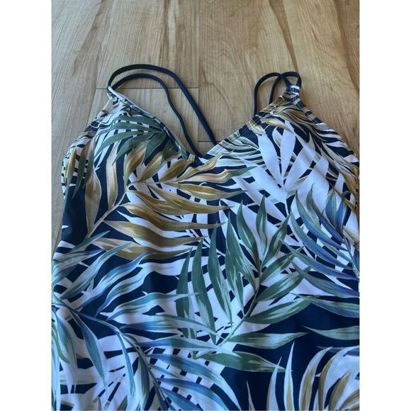 Hurley Womens Bathing Swimsuit One Piece UPF50+ Cross Back PALMS X Large V NECK - Picture 4 of 6